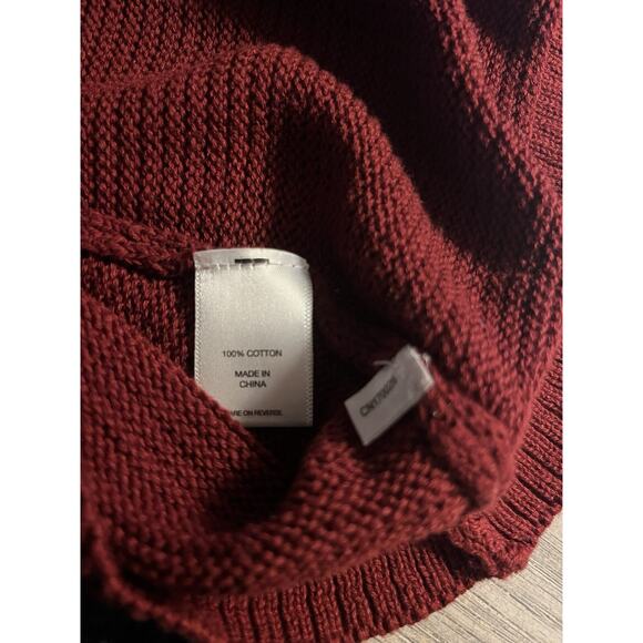 Soho New York & Company Street S Cotton Maroon Red Loose Knit Sweater Ruffle Arm - Picture 8 of 10